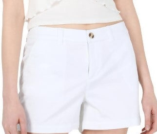 Maison Jules Women's Flat-Front Chino Shorts White Size 8