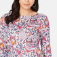 Charter Club Women's Pima Cotton Printed Boat-Neck Top White Size XX-Large