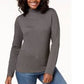Karen Scott Women's Long-Sleeve Mock-Neck Cotton Top Charcoal Size Petite Petite