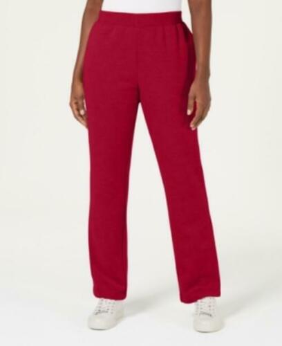 Karen Scott Women's Petite Classic Fleece Elastic Waist Pants Red Size Medium