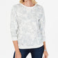 Karen Scott Women's Printed Fleece Sweatshirt  White Size XX-Large