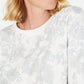 Karen Scott Women's Printed Fleece Sweatshirt  White Size XX-Large