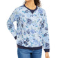 Karen Scott Women's Floral-Print Fleece Sweatshirt Blue Size X-Large