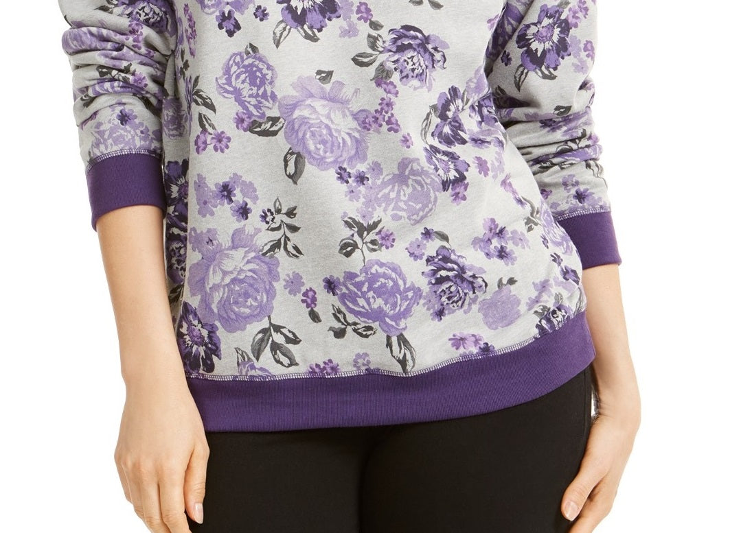 Karen Scott Women's Sport Key Garden Fleece Sweatshirt Cassis Size 2 Extra Large