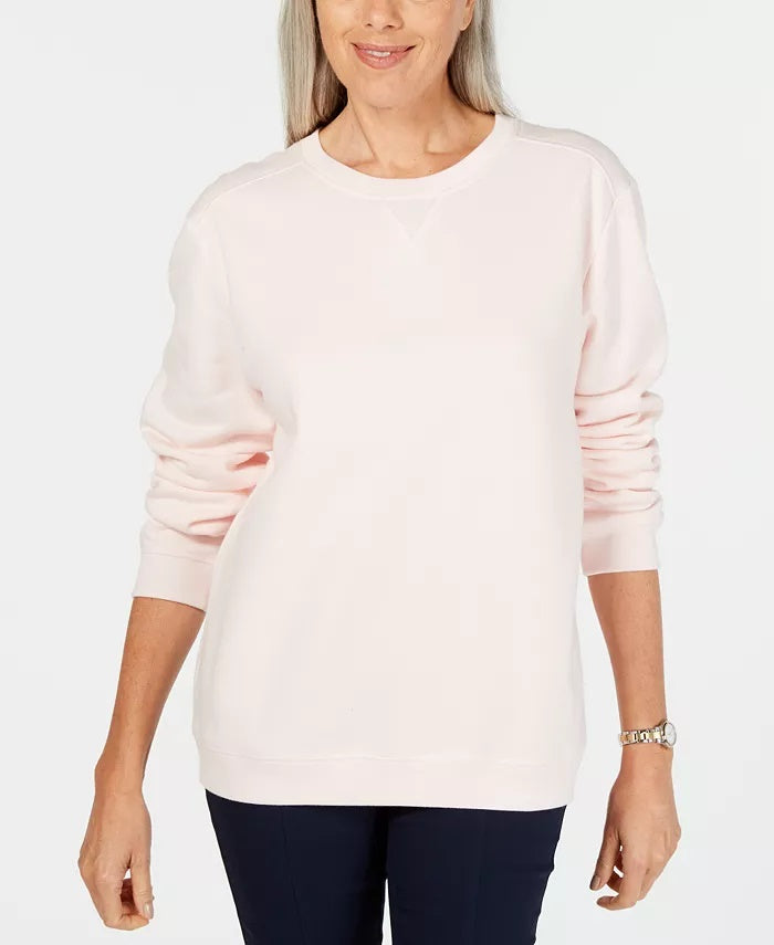 Karen Scott Women's Sport Long-Sleeve Crewneck Sweatshirt Pink Size Large