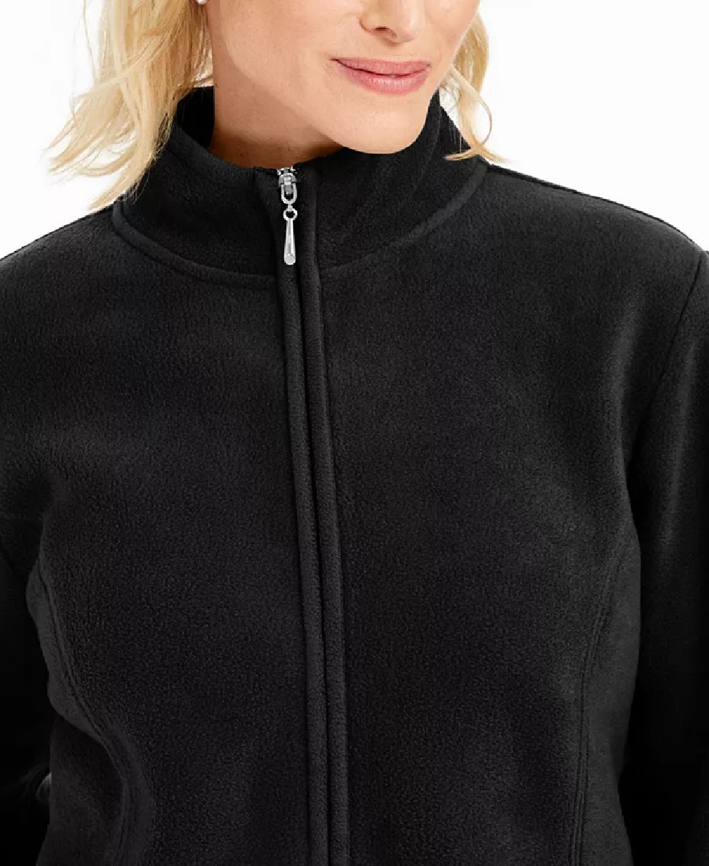 Karen Scott Women's Zeroproof Zip-Front Jacket Black Size Large