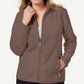 Karen Scott Women's Petite Zeroproof Fleece Jacket Brown Size Petite Medium