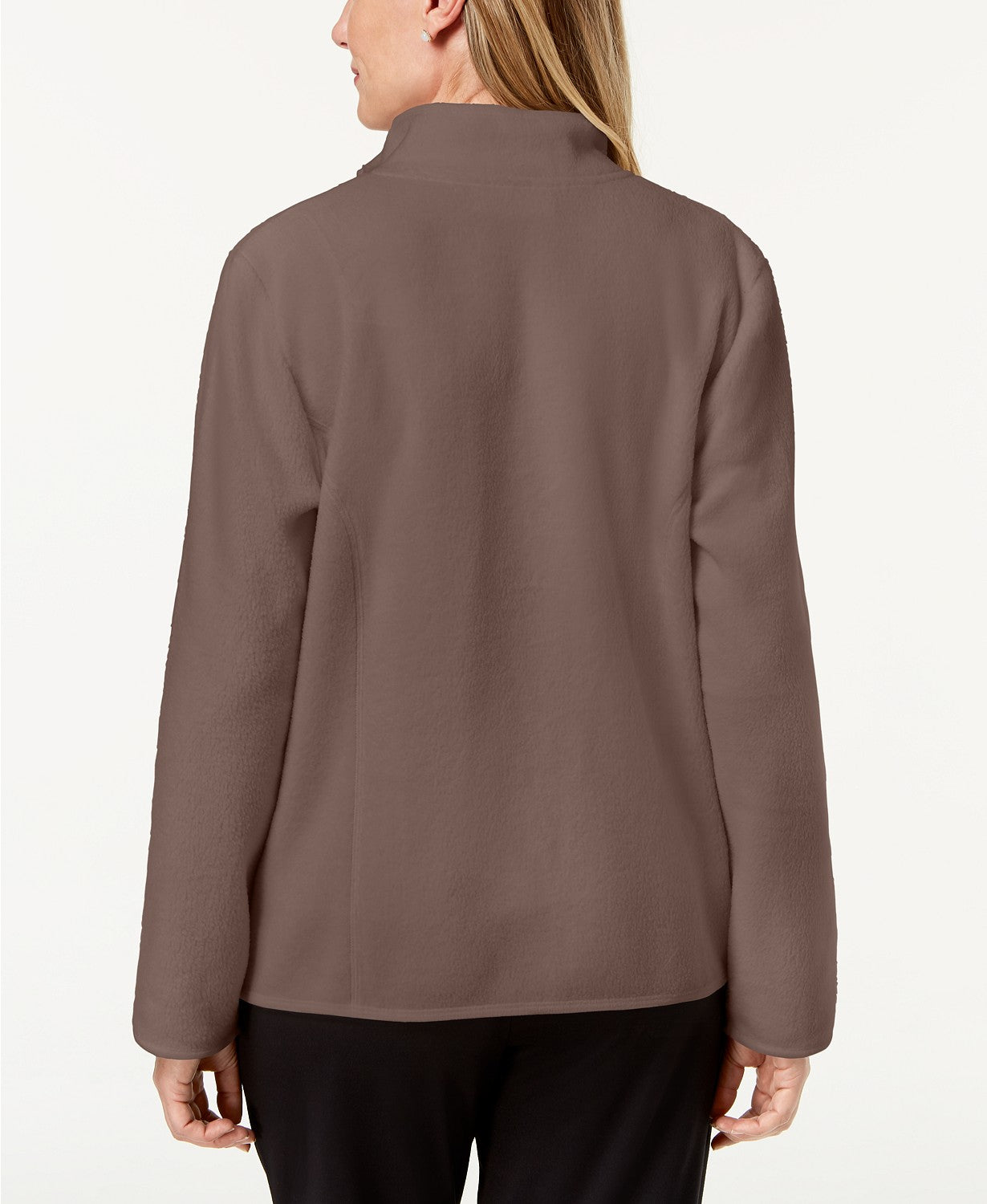 Karen Scott Women's Petite Zeroproof Fleece Jacket Brown Size Petite Medium