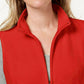Karen Scott Women's Petite Fleece Zip-Front Vest  Red Size Petite Small
