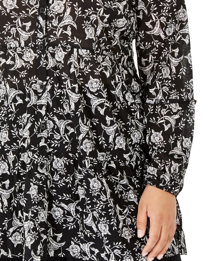 Style & Co Women's Plus Size Floral-Print Peplum Blouse Shadow Blossom Size 2 Extra Large