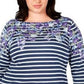 Karen Scott Women's Plus Size Mixed-Print 3/4-Sleeve Top Blue Size 0X
