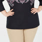 Karen Scott Women's Plus Size Printed 3/4-Sleeve Top Black Size 2X