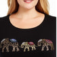 Karen Scott Women's Cotton Elephant Print Top Black Size 0X