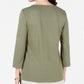 Karen Scott Women's Cotton Glitter Floral-Graphic Top Green Size Medium