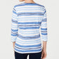 Karen Scott Women's Striped V-Neck Top Blue Size X-Large