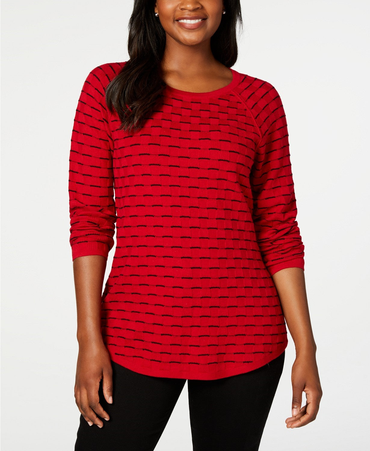 Karen Scott Women's Textured Sweater Navy Size X-Large