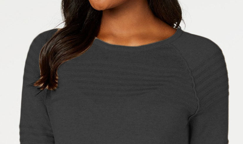 Karen Scott Women's Ribbed Cotton Pullover Sweater Blue Size Extra Large