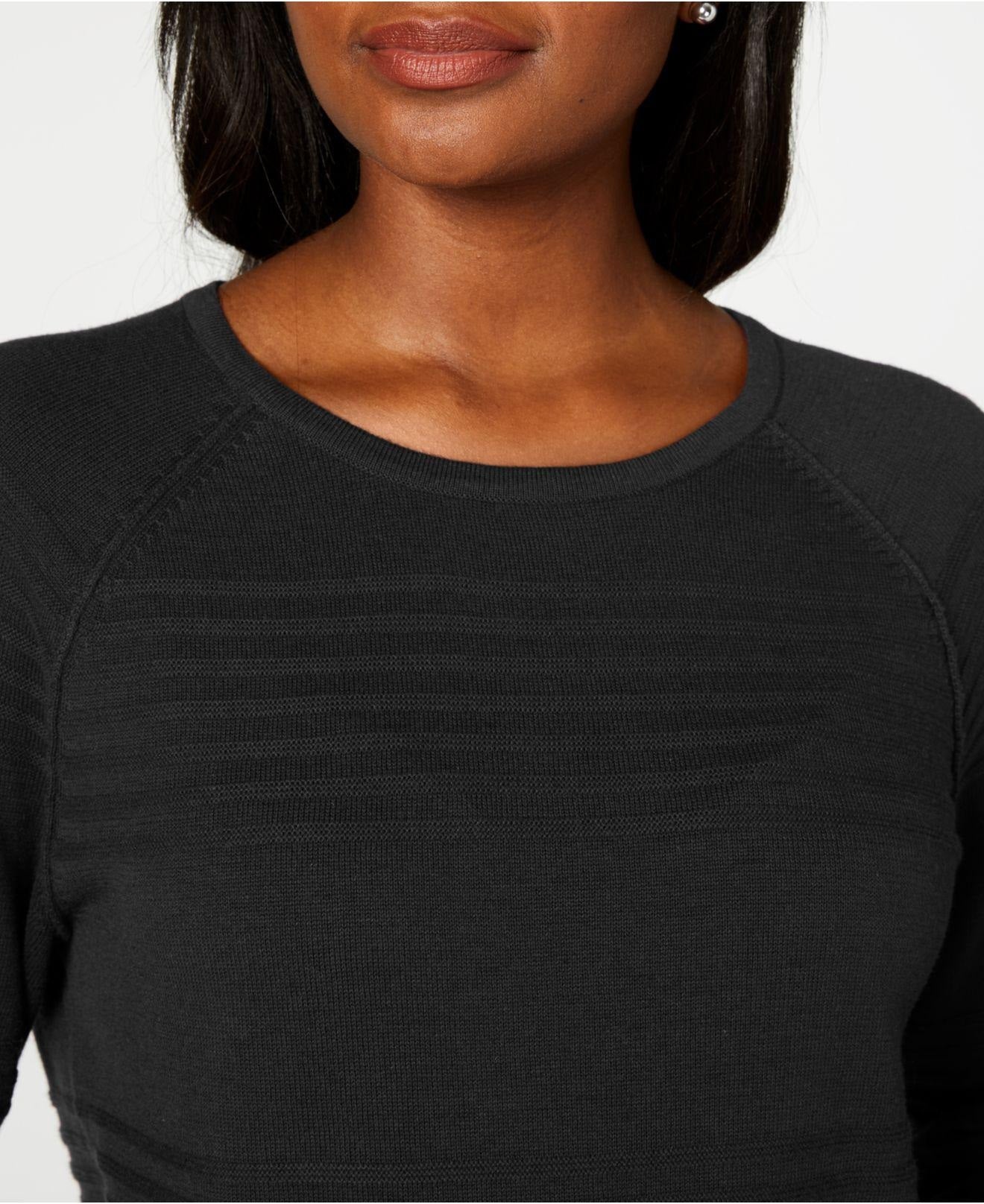Karen Scott Women's Ribbed Cotton Pullover Sweater Black Size Small