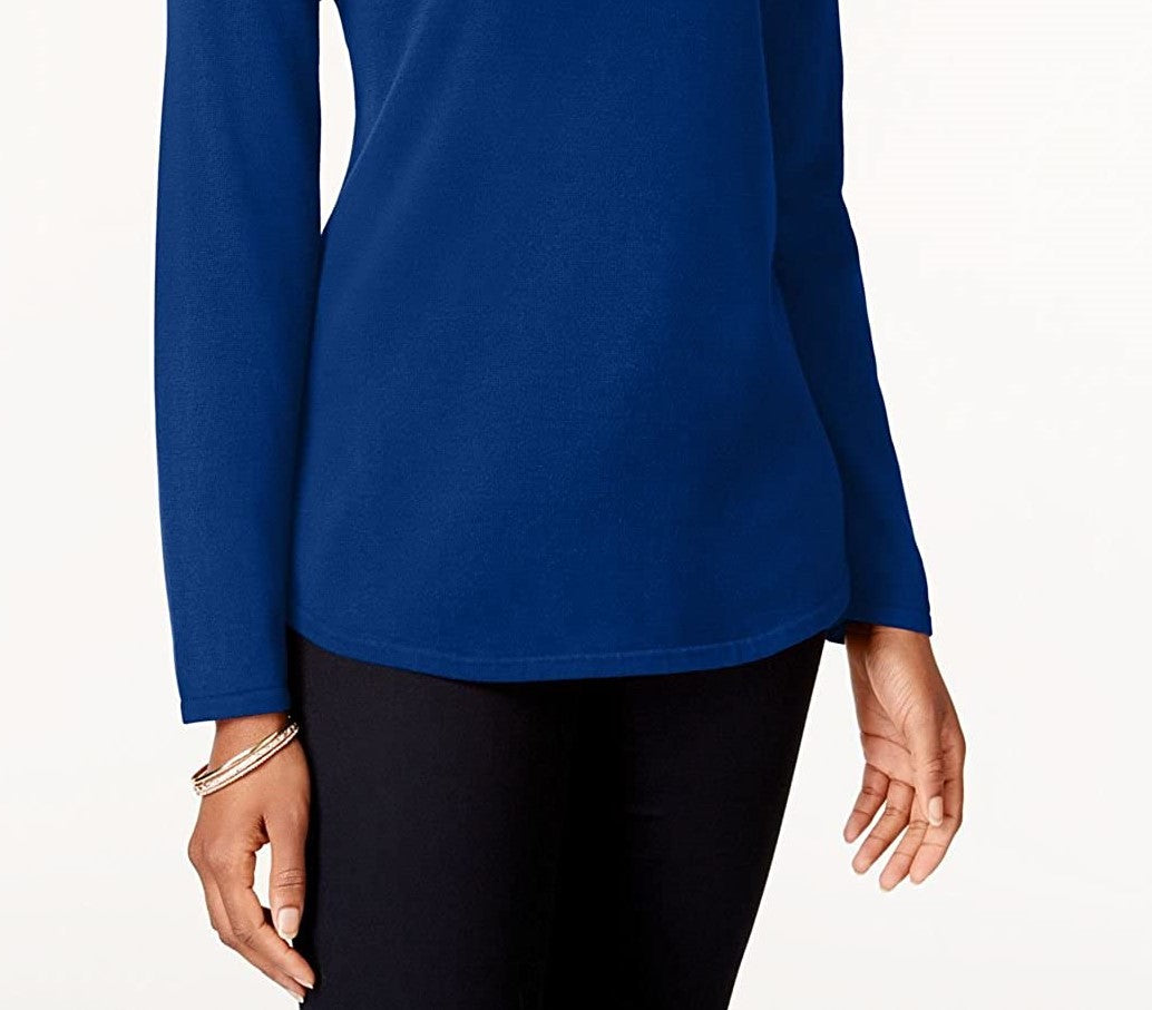 Karen Scott Women's Curved-Hem Sweater Blue Size XX-Large