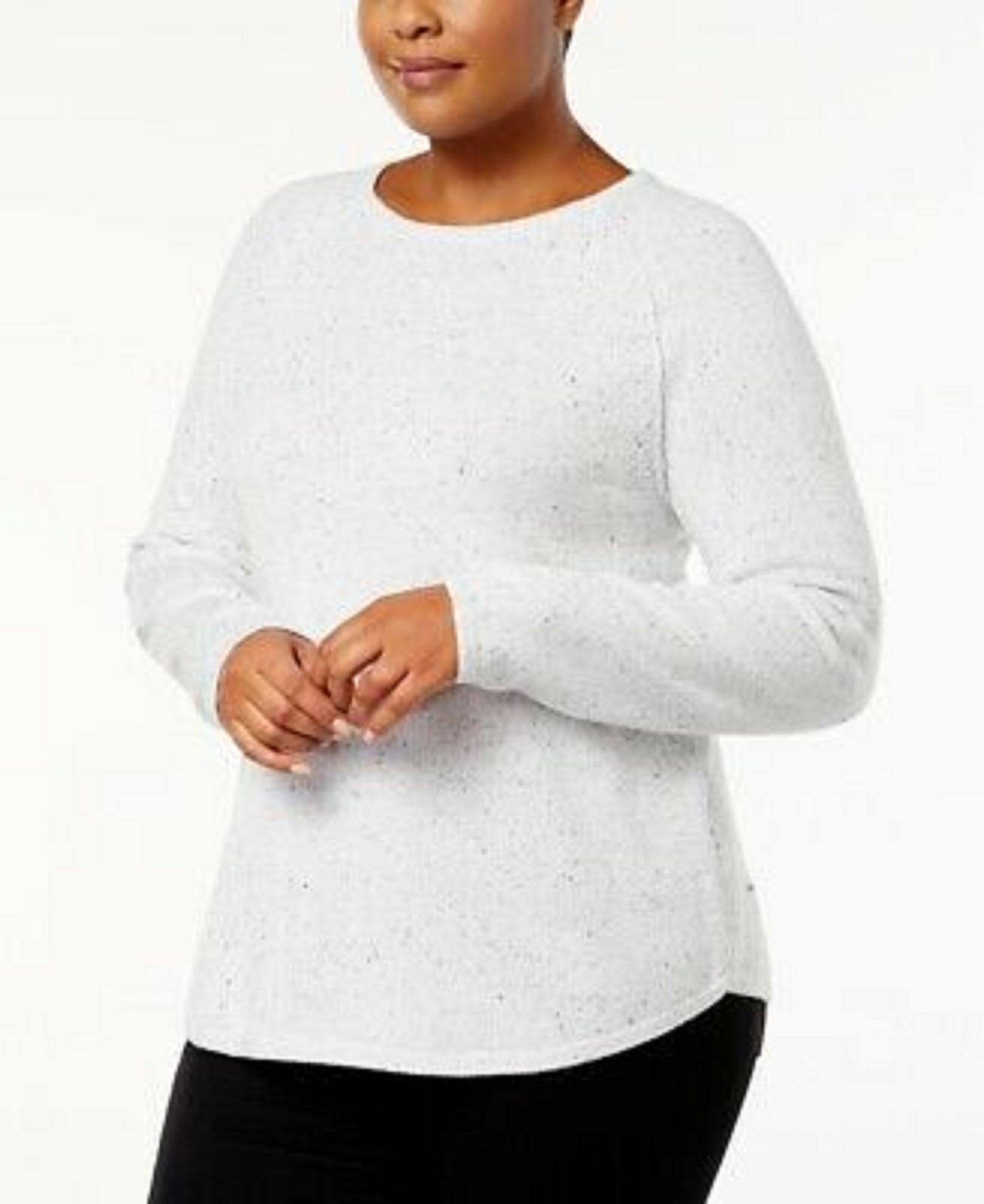 Karen Scott Women's Curved-Hem Sweater Natural Size Extra Large