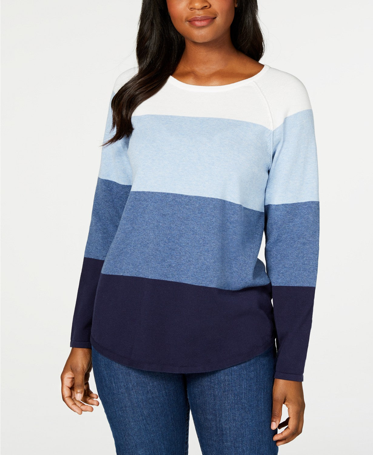Karen Scott Women's Colorblocked Pullover Sweater  Med Purple Size Small