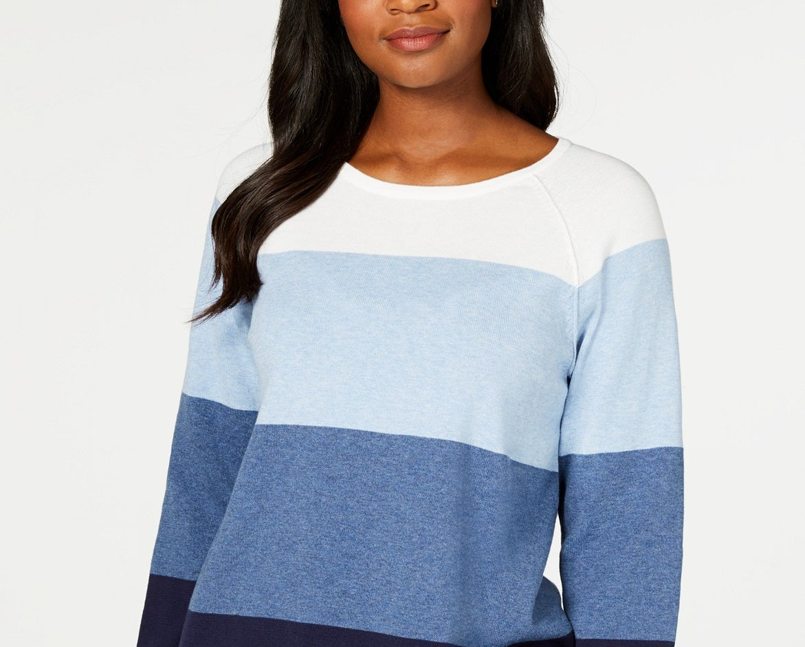 Karen Scott Women's Colorblocked Pullover Sweater  Med Purple Size Small