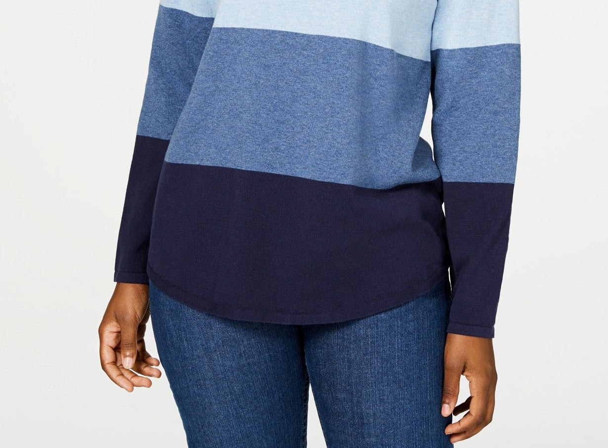 Karen Scott Women's Colorblocked Pullover Sweater  Med Purple Size Small