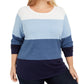 Karen Scott Women's Plus Size Cotton Colorblocked Sweater Bright Blue Size 3X