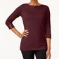 Karen Scott Women's Cotton Boat-Neck Top  Medium Red Size Medium