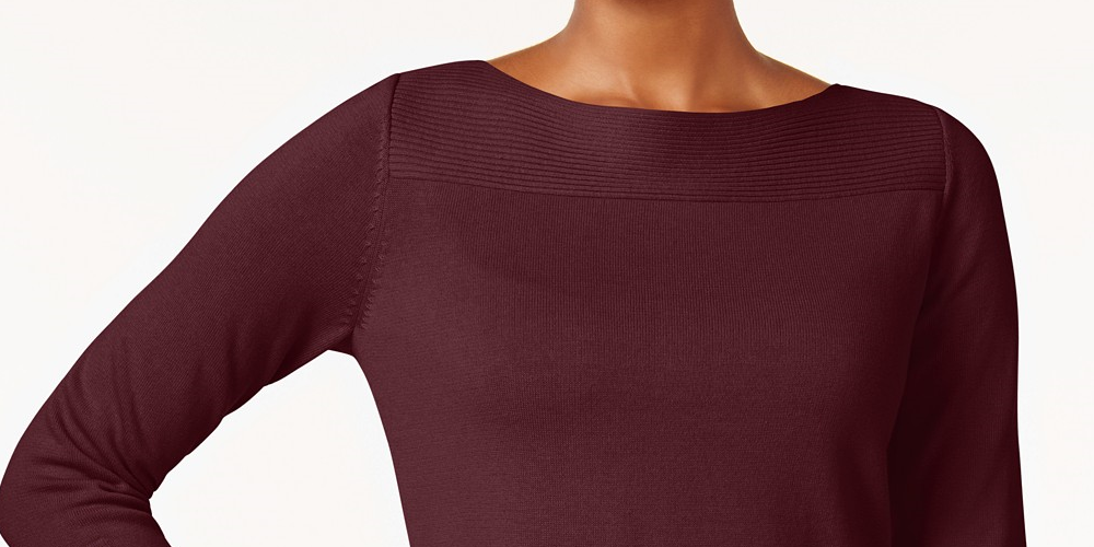 Karen Scott Women's Cotton Boat-Neck Top  Medium Red Size Medium