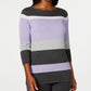 Karen Scott Women's Striped Boatneck Sweater  Purple Size Small