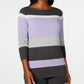 Karen Scott Women's Striped Boatneck Sweater Purple Size X-Large
