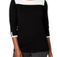 Karen Scott Women's Cotton Colorblocked Sweater Black Size Small