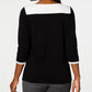 Karen Scott Women's Cotton Colorblocked Sweater Black Size Small