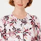 Karen Scott Women's Leaf-Print Cardigan White Size Medium