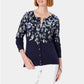 Karen Scott Women's Floral-Print Cardigan Blue Size Small