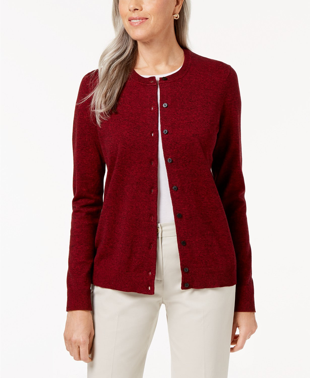 Karen Scott Women's Button-Down Cardigan  New Red Size Small
