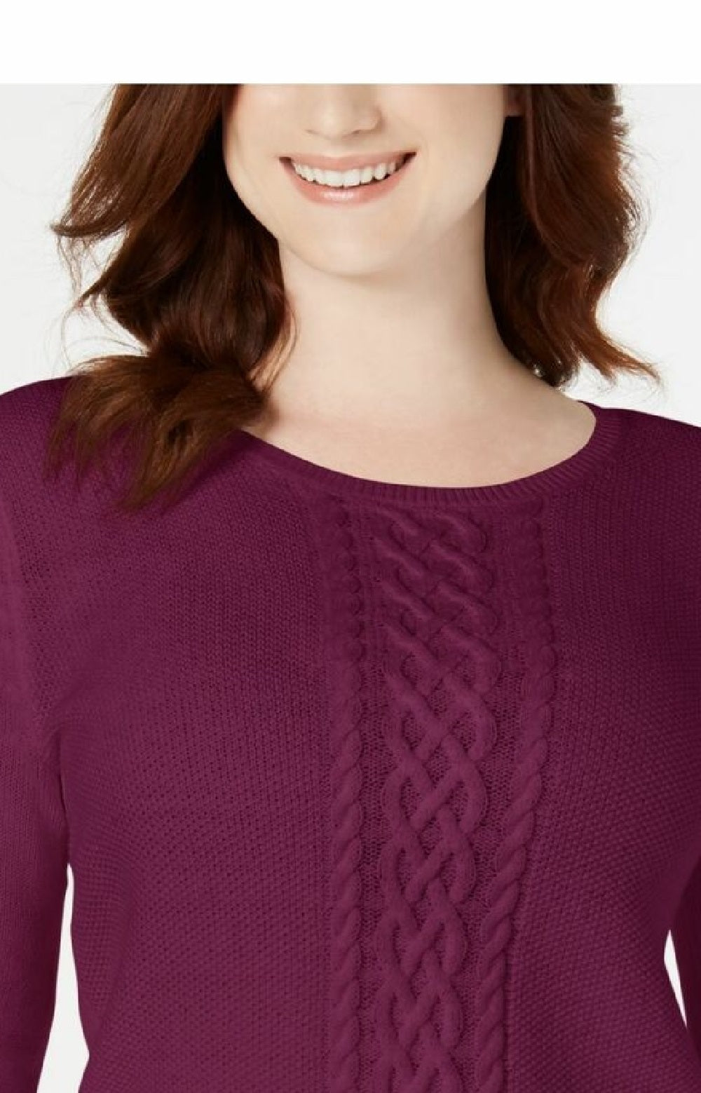 Karen Scott Women's Cable-Knit Sweater Berry Size Small
