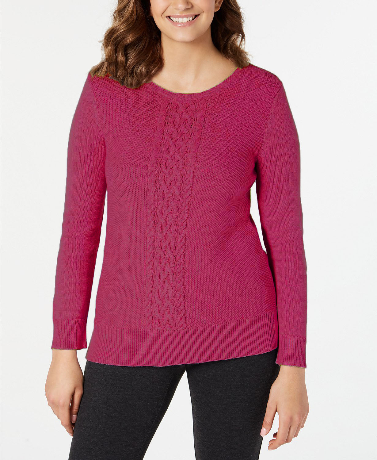 Karen Scott Women's Cable-Knit Sweater  Red Size 2 Extra Large