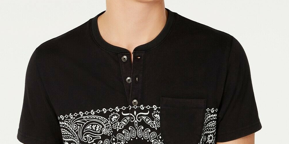 American Rag Men's Bandana Stripe Henley Black Size Large