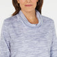 Karen Scott Women's Funnel-Neck Space-Dyed Top Navy Size X-Large