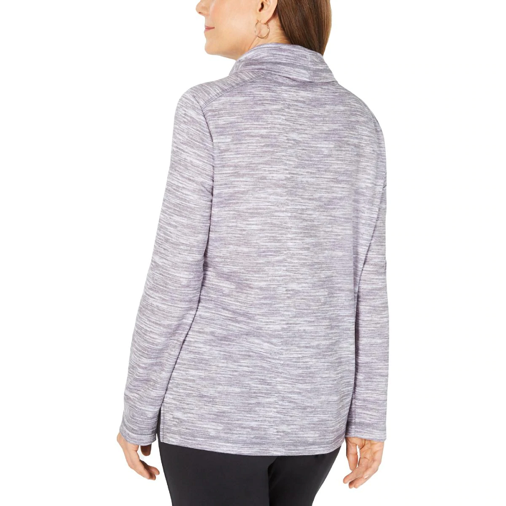 Karen Scott Women's Petite Funnel-Neck Space-Dyed Top Gray Size Medium