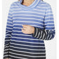 Karen Scott Women's Sport Ombré Striped Cowlneck Top Blue Size Small
