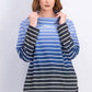 Karen Scott Women's Sport Ombre Striped Cowlneck Top Navy Size X-Large