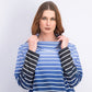 Karen Scott Women's Sport Ombre Striped Cowlneck Top Navy Size X-Large