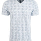 American Rag Mens Geometric Print V-Neck T-Shirt White Size 2 Extra Large