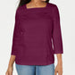 Karen Scott Women's Square-Neck Lace-Stripe Top Red Size Medium