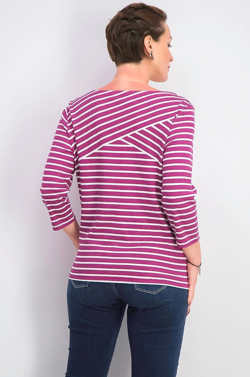 Karen Scott Women's Striped Crossover Top  Purple  Size Extra Small