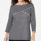 Karen Scott Women's Petite Striped Crossover Top Black Size Large Petite
