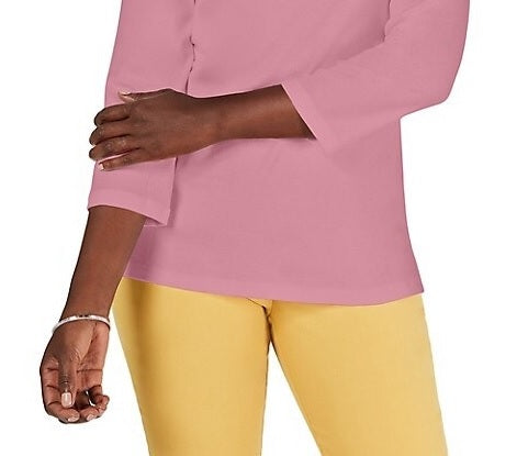 Karen Scott Women's Eyelet-Trim Top  Dark Pink Size 2 Extra Large